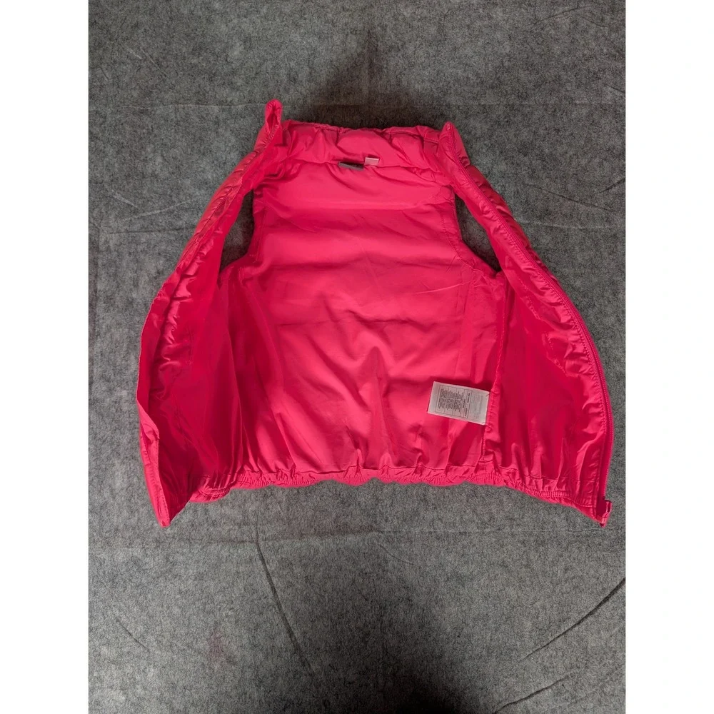 Puma Kids Pink Quilted Puffer Vest Silver‎ Glitter Logo Full Zip Mock Neck 87819